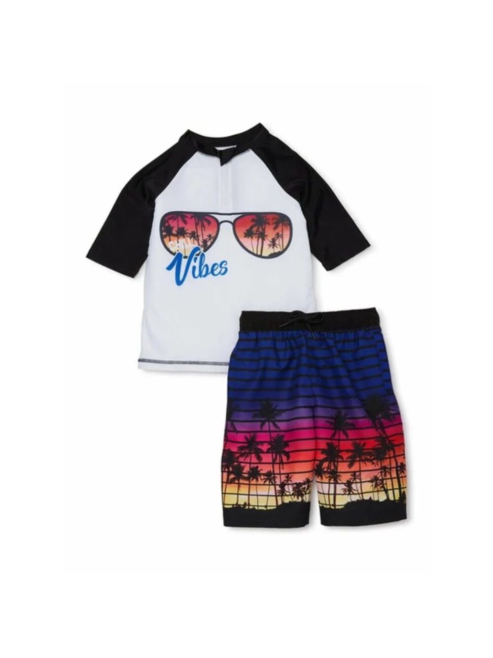 size 8 NEW Wonder Nation Boys' Short Sleeve Rash Guard Swim Shirt/Shorts Set
